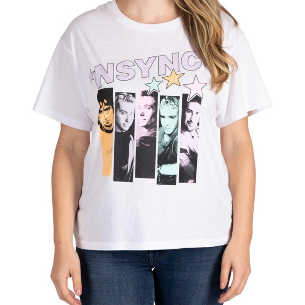 NSync Band Short Sleeve White Graphic Tee Size L New